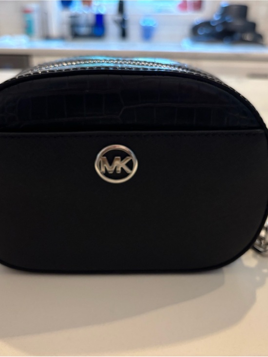 MICHAEL Michael Kors Handbags - MICHAEL Michael Kors Black Croc-Trim Leather Camera Bag